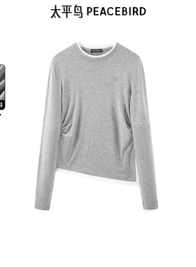 太平鸟女装秋季天丝羊毛针织衫T恤A1CPE3313