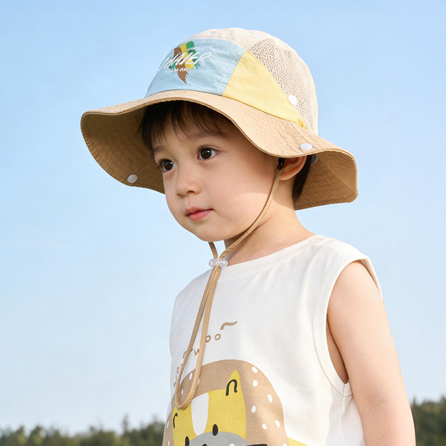 儿童防晒帽宝宝帽子夏季男童渔夫帽网眼透气女童遮阳帽太阳帽春天