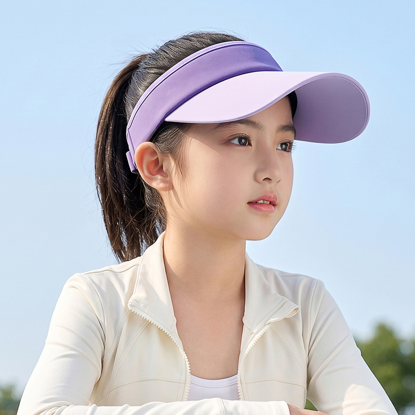 儿童防晒帽女童帽子女生户外空顶帽夏季青少年遮阳帽初中高中学生
