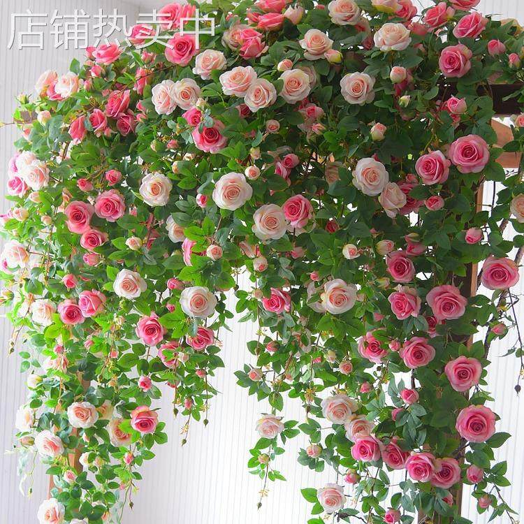 仿真玫瑰花网红瀑布墙壁假花空调管道装饰花藤条遮挡门头塑料藤蔓,鲜花速递/花卉仿真/绿植园艺,仿真花,淘宝优惠券,粉丝福利购,淘宝优惠卷