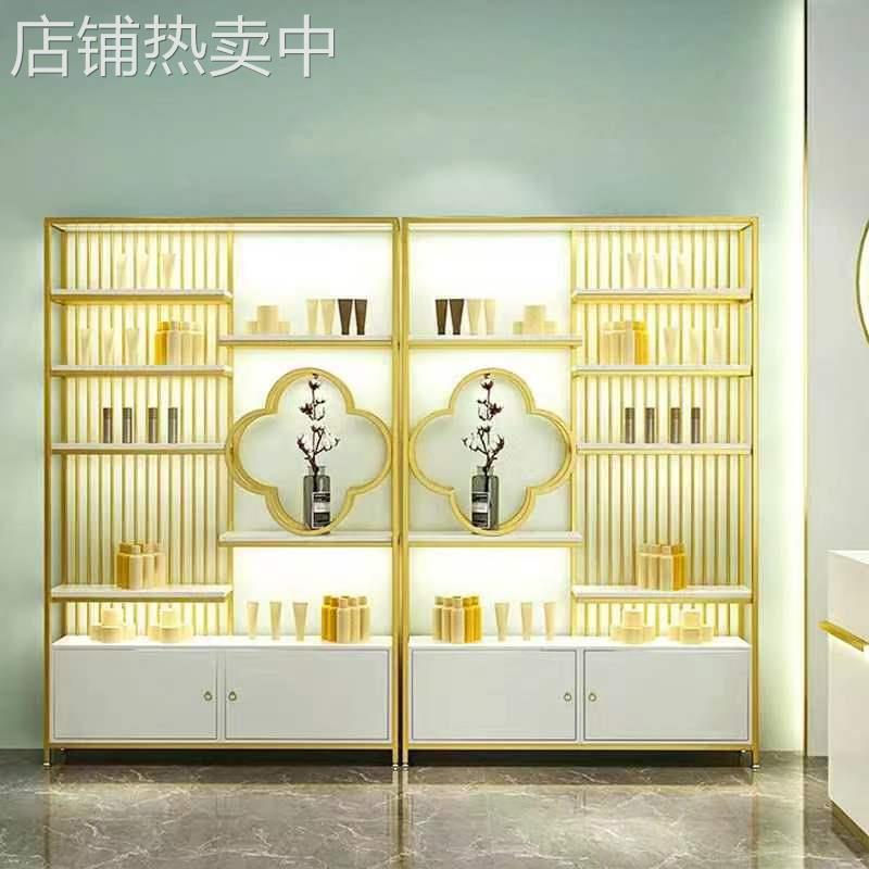 铁艺置物架美容院产品展示架轻奢化妆品展示柜美甲店货架柜