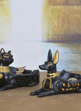 跨境新款树脂摆件埃及猫摆件首饰盒便携杂物储物盒狮身人面像模型