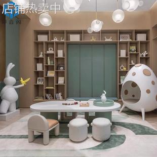 售楼处儿童区桌椅组合幼儿园早教辅导游乐园架空层游戏绘画学习桌