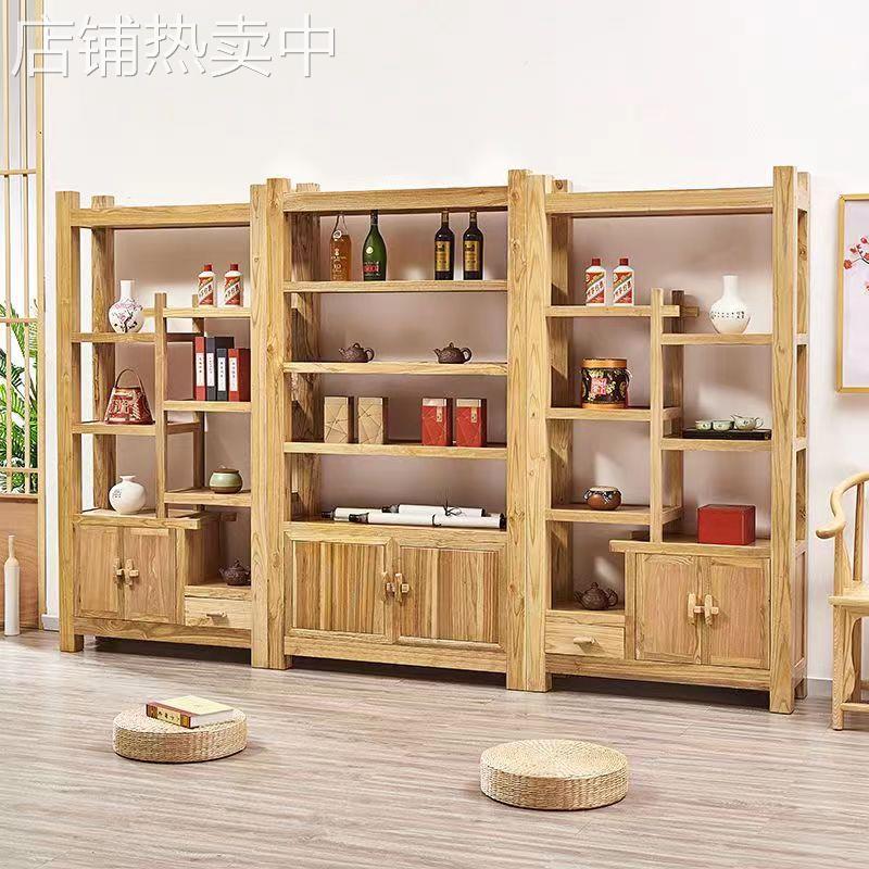 老榆木博古架酒店民宿装饰玄关置物架多宝阁古董展示架书架展示柜