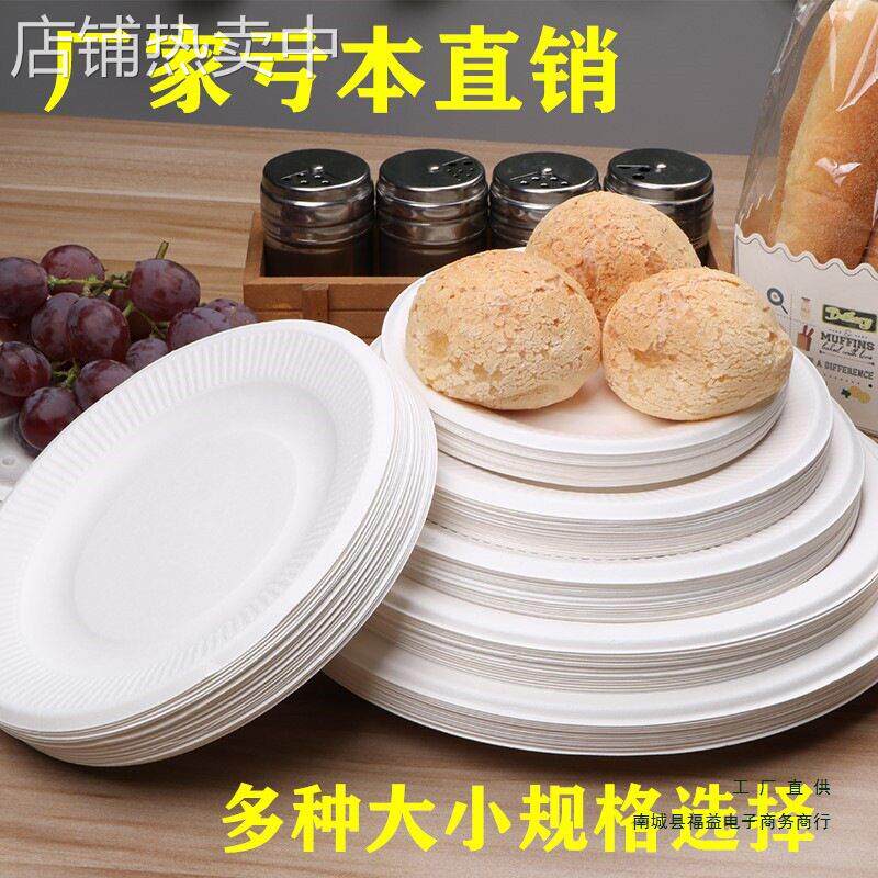 一次性餐盘菜盘蛋糕盘子纸碟子托盘白色加厚餐具绘画圆盘骨碟纸盘