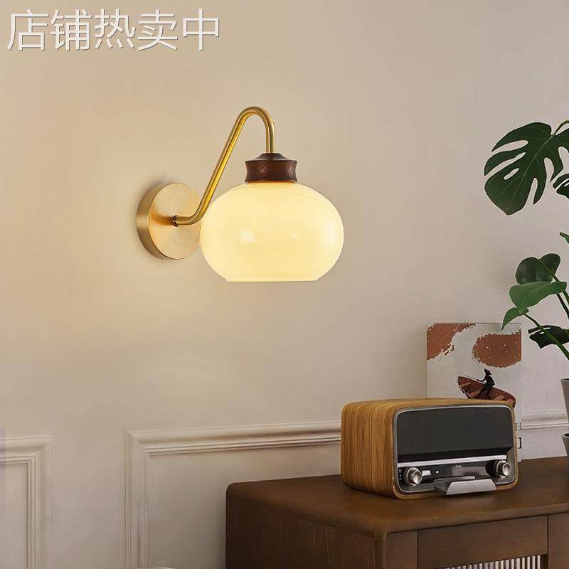 铜壁灯中古风复古创意客厅背景墙壁灯卧室床头玄关过道挂墙灯