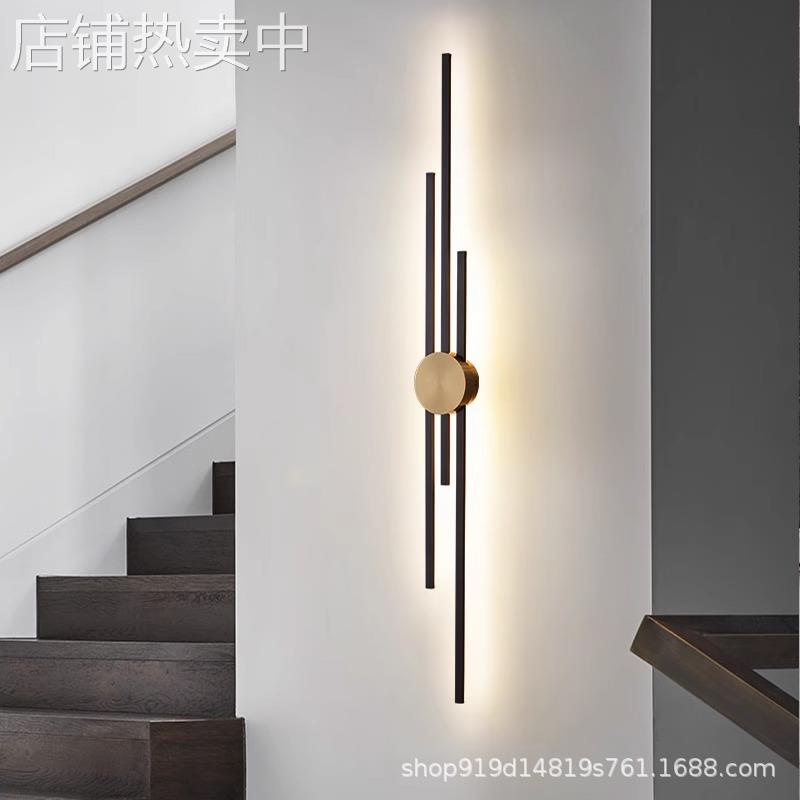 全铜壁灯轻奢客厅电视背景墙格栅极简卧室床头2023新款走廊楼梯灯