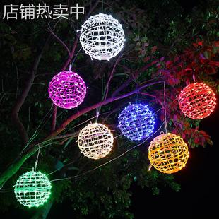 led装饰彩灯户外防水太阳能藤球灯串景观灯挂树灯节日亮化氛围灯