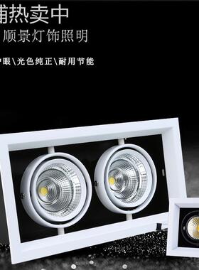 cob斗胆灯led豆胆灯格栅射灯方形单头两头双头射灯筒灯15w中性光