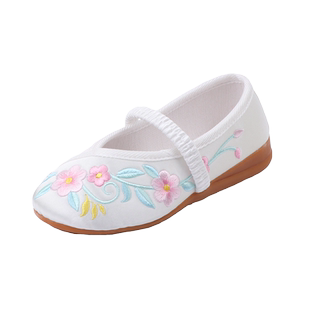 春款女童古风绣花鞋宝宝中国风童鞋老北京儿童布鞋汉服鞋子舞蹈鞋