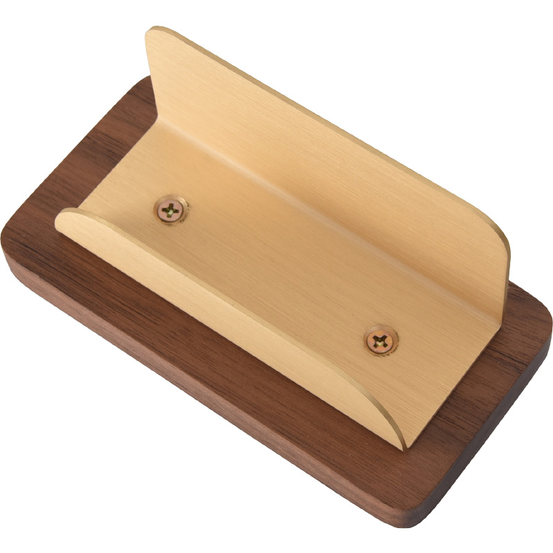 放名片架子高档木质收纳盒装卡片架座卡盒木N头夹盒子前台展示定