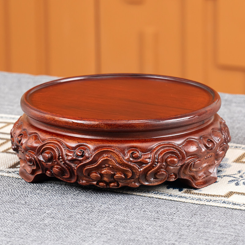 实木质圆形花瓶底座红木紫砂壶茶杯奇石头香炉文玩花盆景摆件托架,家居饰品,木雕,淘宝优惠券,粉丝福利购,淘宝优惠卷