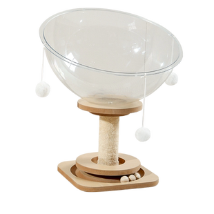 太空舱猫窝四季通用夏季猫窝转盘猫玩具猫床一体半封闭亚克力冰窝