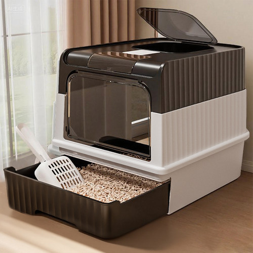 全封闭猫砂盆超大号式防带砂厕所除臭防外溅顶入一体式特大猫沙盆