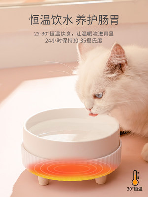 猫咪恒温饮水机宠物喂水器陶瓷水碗加热喝水神器猫狗狗不湿嘴用品