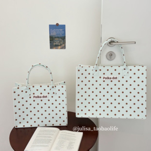 原创独家polka dot薄巧曼波大容量多用途托特包海盐蓝手提毛毡包