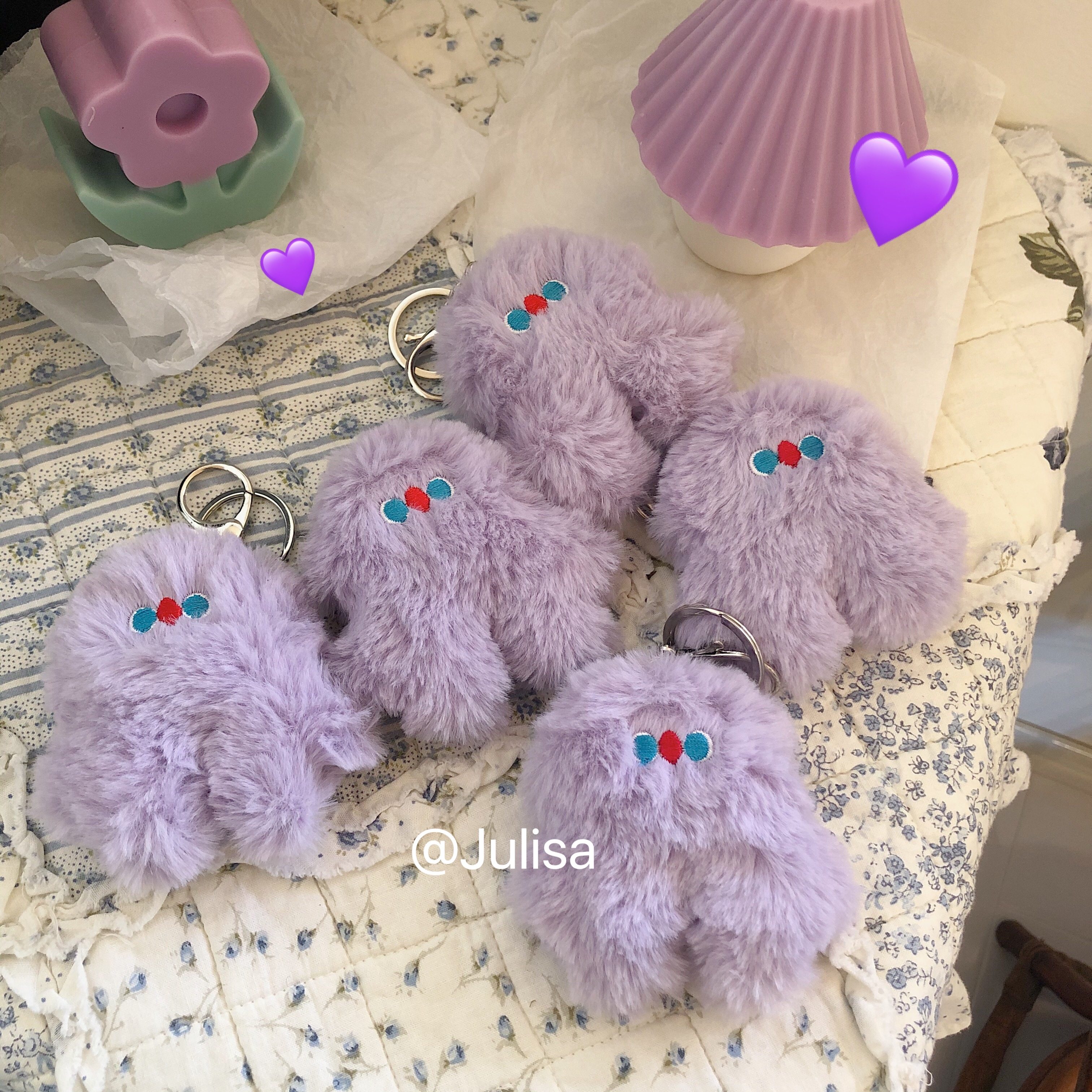 julisa 会让人心动的粉笨笨毛绒公仔包包挂件芋圆波波紫q萌钥匙扣