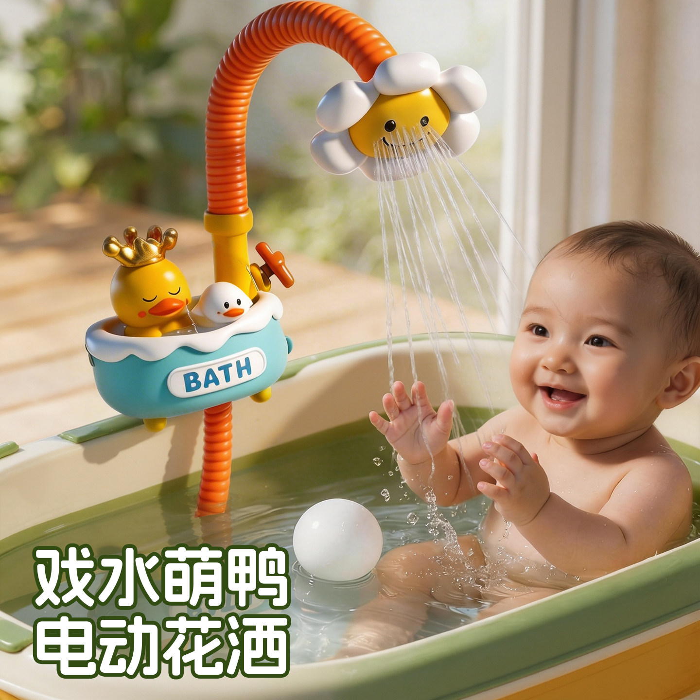 宝宝花洒戏水洗澡玩具神器婴儿小黄鸭儿童迷你电动小花洒喷头喷水