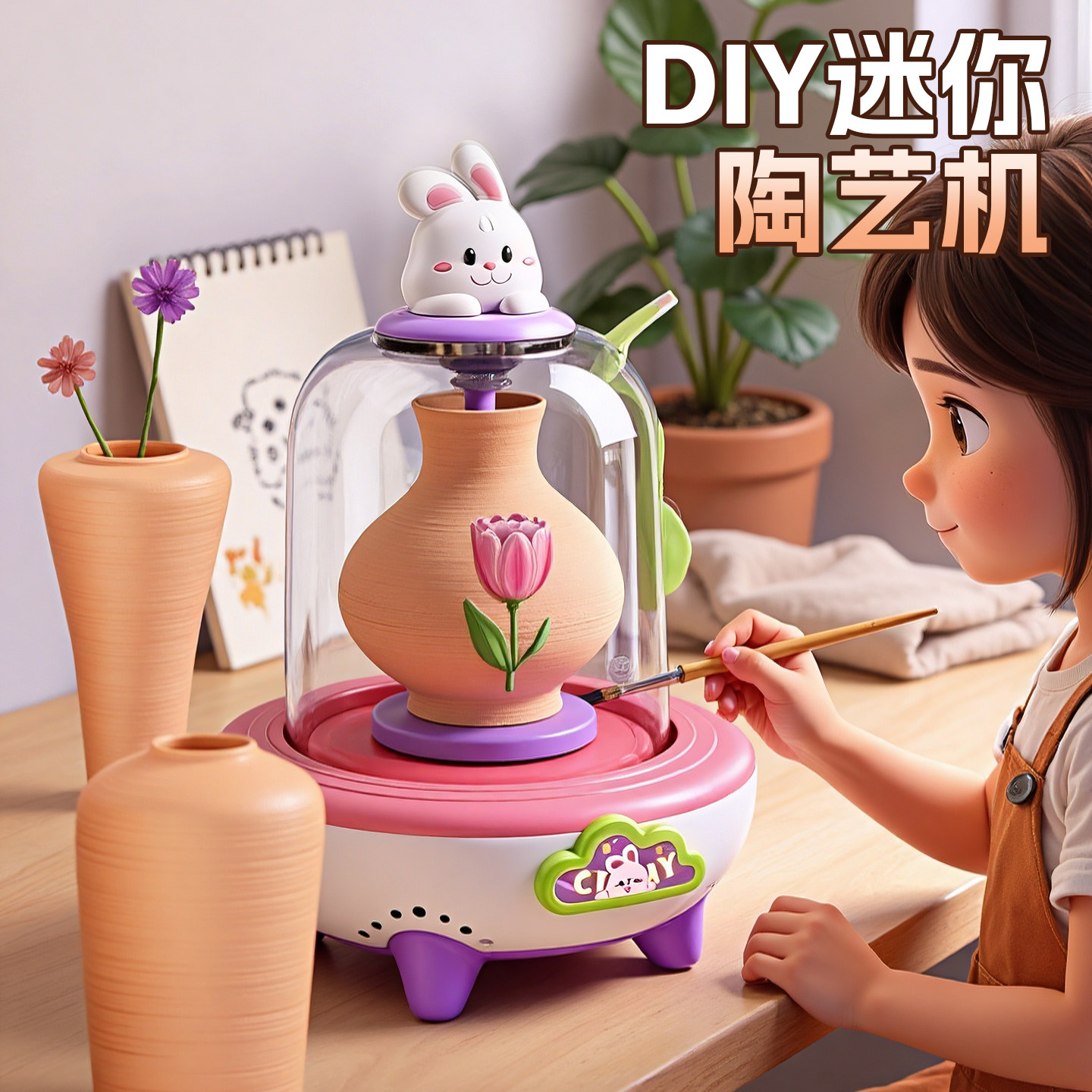 软陶泥儿童电动陶艺机小学生专用陶土泥工具套装手工diy制作玩具