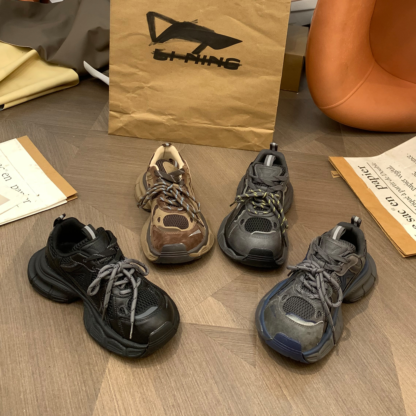 潮流歪头真皮老爹鞋女时尚爆款