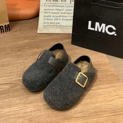 毛绒土豆勃肯鞋女冬季加绒厚底