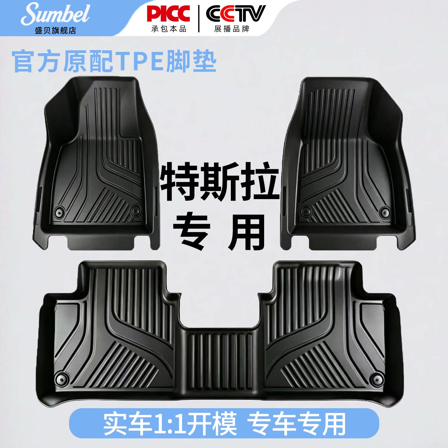 盛贝适用于特斯拉脚垫焕新ModelY/3/YL地垫TPE半包围后备箱垫子