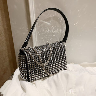 Internet celebrity bright diamond inlaid diamond versatile trendy chain handbag bag for women 2021 new trendy summer one-shoulder crossbody bag