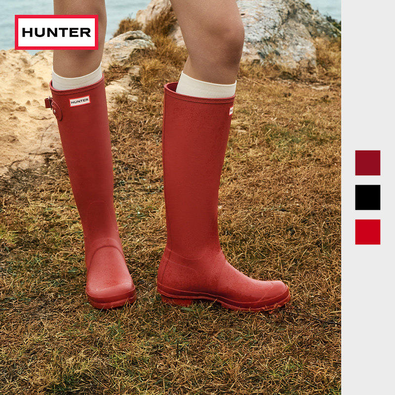 HUNTER雨鞋女鞋经典惠灵顿英伦红色雨靴户外露营防水鞋长筒胶鞋