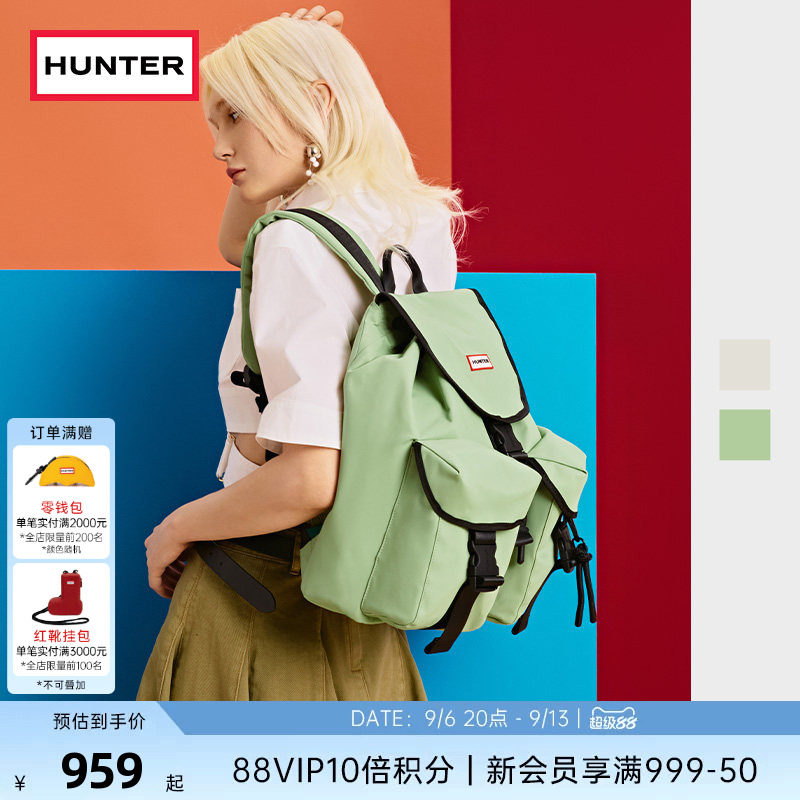 HUNTER女士多口袋双肩包书包图片