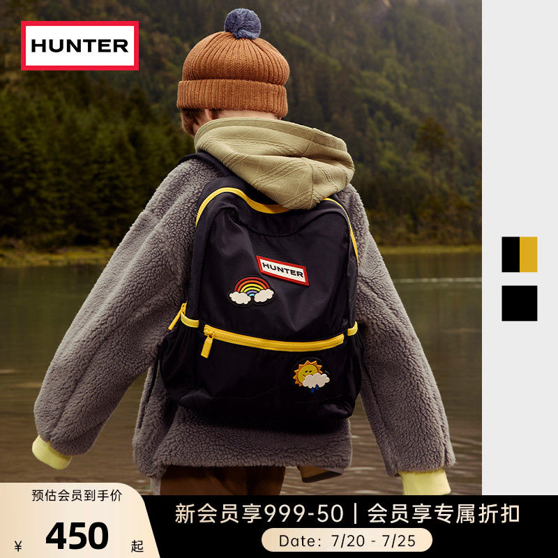 HUNTER儿童尼龙徽章双肩背包男童女童书包户外轻便减负便携休闲包