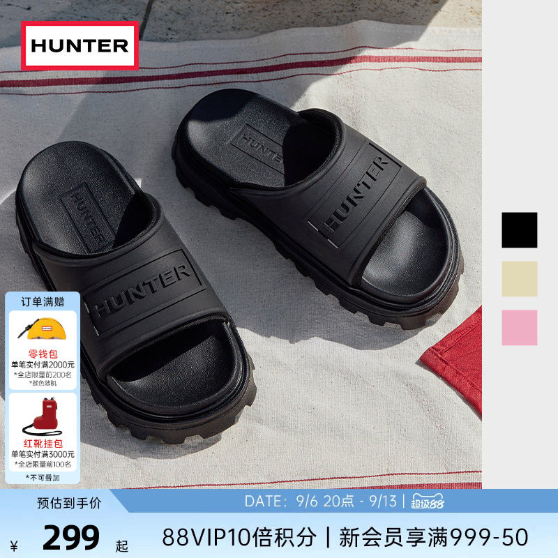 HUNTER男女同款经典软拖鞋轻便厚底沙滩鞋外穿露趾拖鞋图片