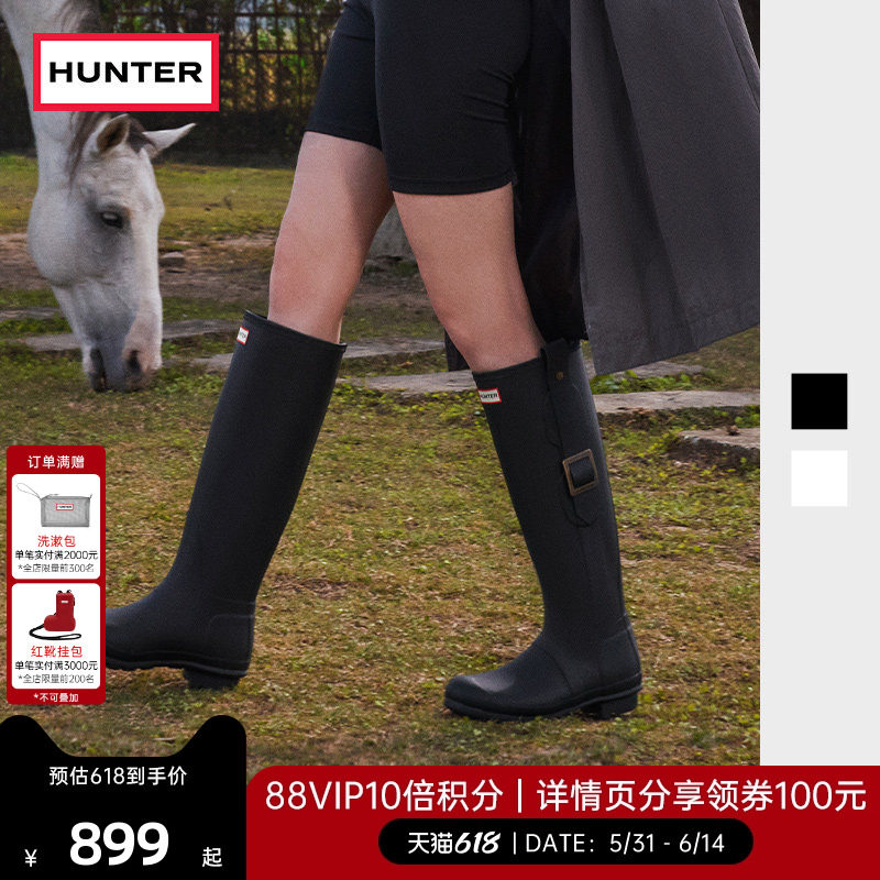 HUNTER雨靴女士经典惠灵顿高筒靴搭扣款露营防滑雨鞋水鞋高筒靴女