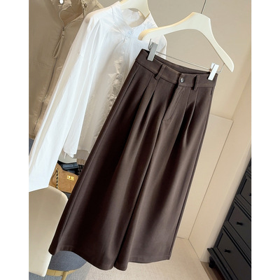 八分毛呢阔腿裤女2025秋冬流行新款加厚高腰宽松百搭休闲呢子靴裤