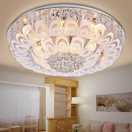 水晶灯客厅灯LED现代简约创意大气吸顶灯圆形饭厅灯卧室灯灯具饰