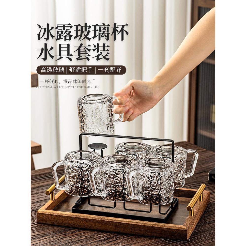 隔热玻璃杯带把手防烫水杯高级感轻奢高颜值茶杯家用待客杯子套装