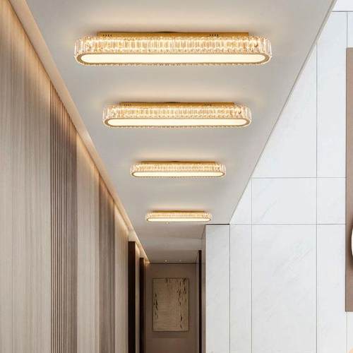 现代轻奢走道灯简约大气走廊阳台入户玄关长条水晶吸顶灯2025新款