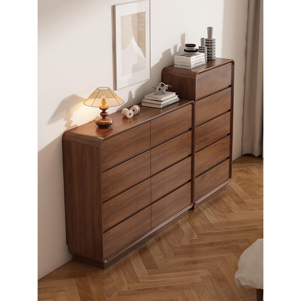 实木窄斗柜超薄八斗柜靠墙储物柜卧室床尾置物柜墙边抽屉收纳柜子