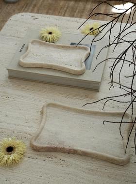 原创风格Wabi-Sabi风格大理石石灰华托盘高端珠宝存储托盘入口装