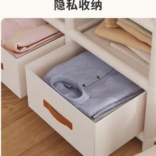 防尘款 简易衣柜家用卧室组装 衣柜钢管结实耐用出租房屋收纳筐衣橱