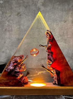 魔戒环氧树脂木制夜灯手工礼物家居装饰海洋树脂灯男朋友的礼物