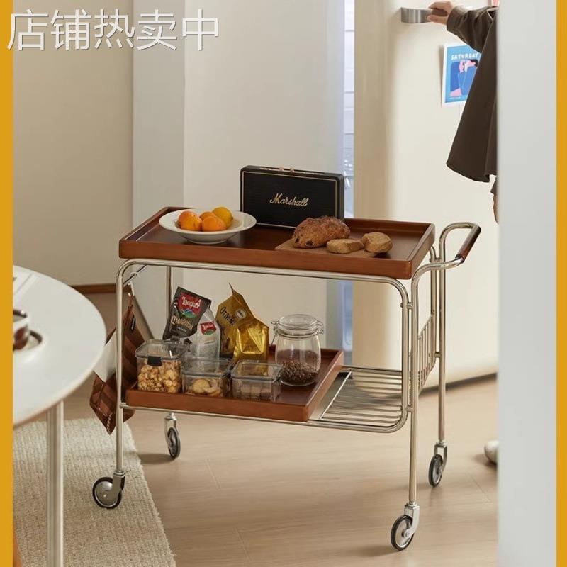 简约可移动茶水小推车实木茶几沙发边几餐柜客厅餐边柜餐车置物架