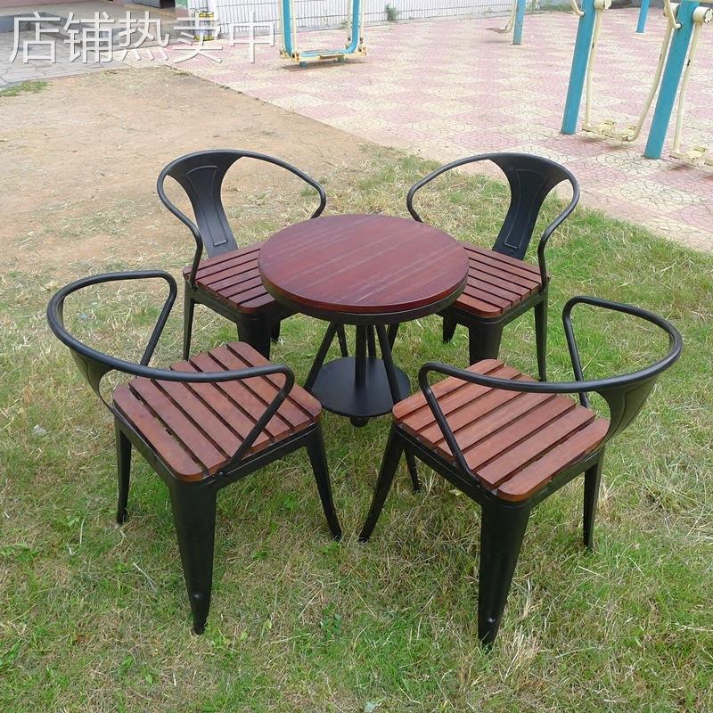户外防腐木阳台桌椅休闲咖啡厅奶茶店室外实木塑木桌椅组合两套件