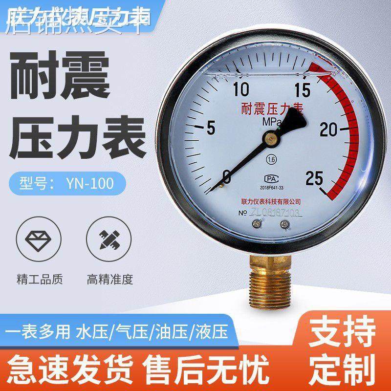 耐震压力表YN100径向立式充油抗震表液压表油压表负压真空压力表