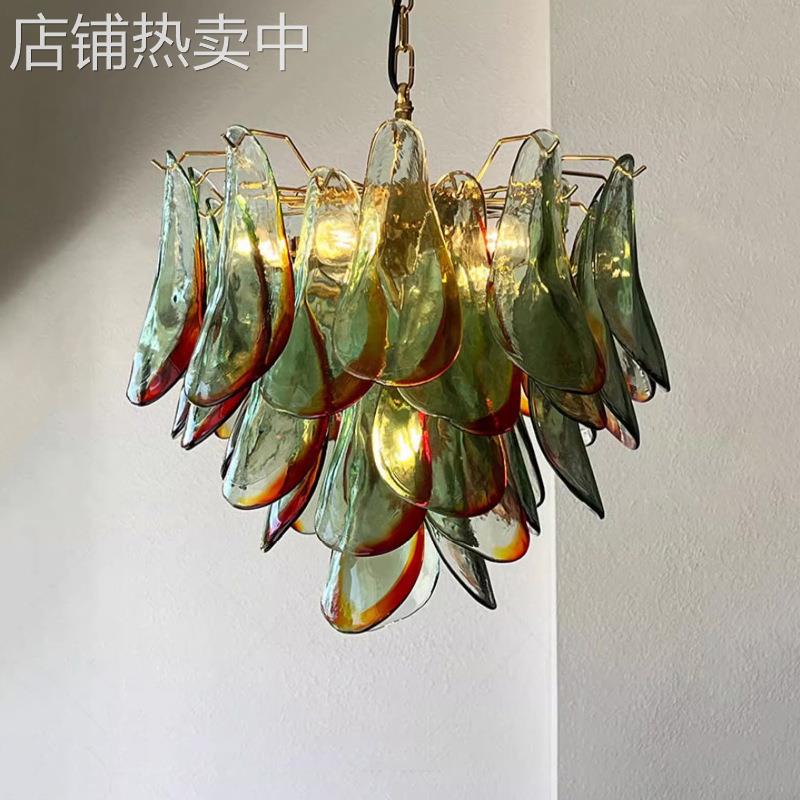 花瓣手工玻璃中古客厅吊灯法式Murano穆拉诺别墅大厅设计师艺术灯