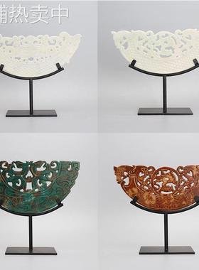 现代新中式创意镂空雕刻玉璧客厅电视酒柜家居酒店样板房软装摆件