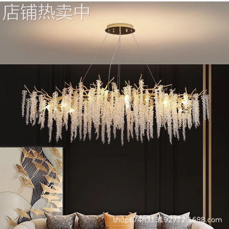 跨境别墅后现代法式轻奢客厅吊灯餐厅卧室厅茶室吧台艺术水晶吊灯