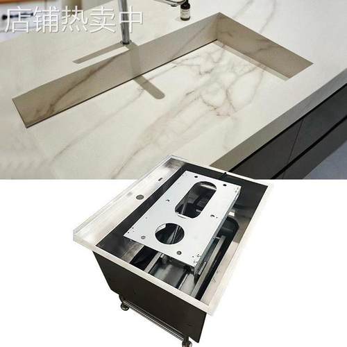 智能电动隔板触摸开关升降式水槽岩板红外感应旋转水龙头五金系统