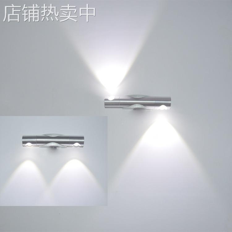 简约卧室床头灯创意双头360旋转镜前灯led铝材客厅现代书房背景灯