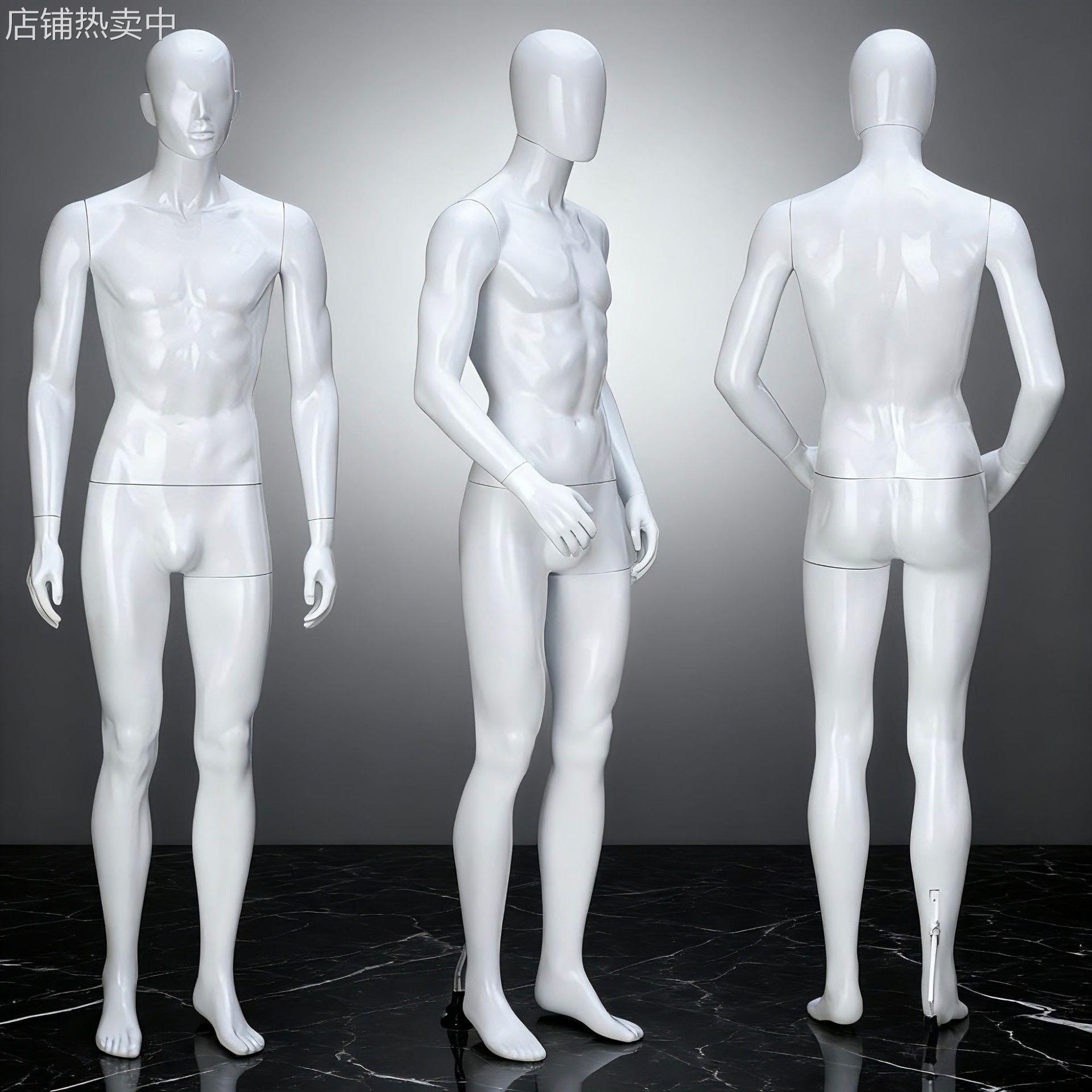 喷漆亮白仿真男服装模特道具拍摄腹肌高端全身假人人体模型展示架