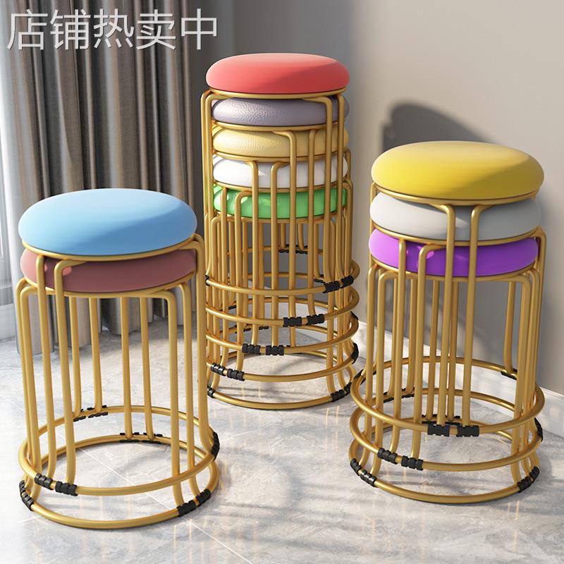简易凳子家用客厅加厚高凳可摞叠简约餐桌圆凳网红时尚轻奢钢凌之